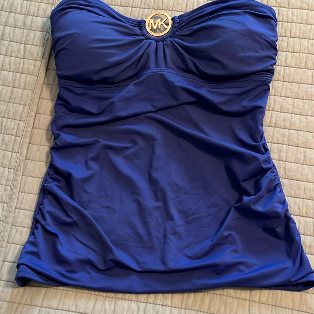 Michael Kors Blue Bandeau Bikini Top